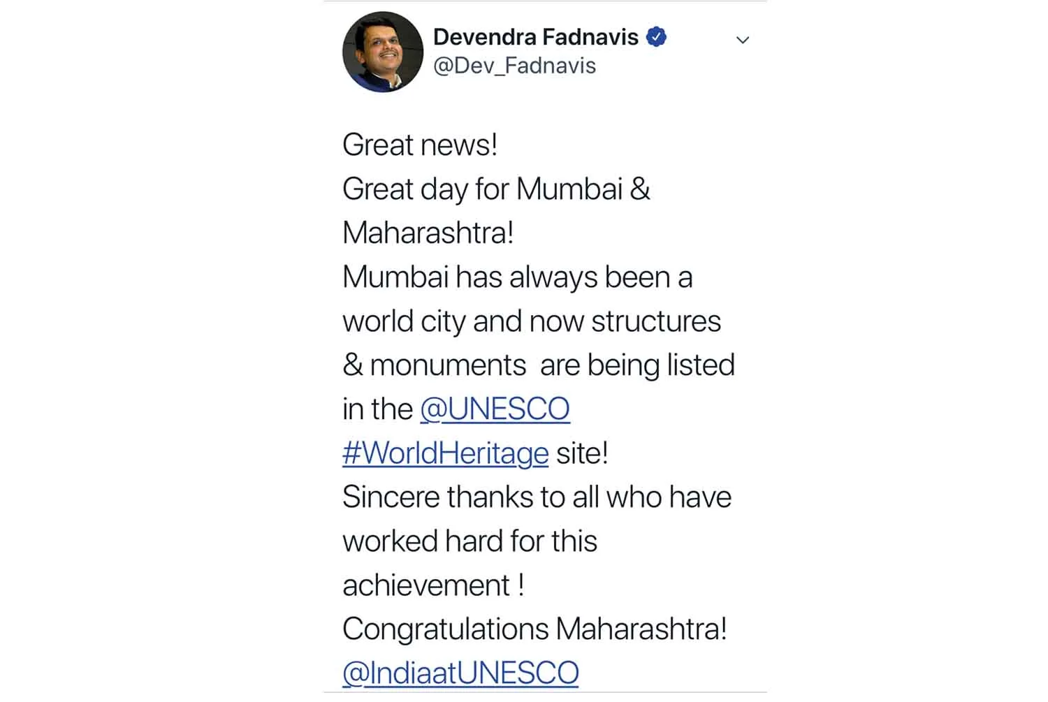 Chief Minister Tweet's about the inscription