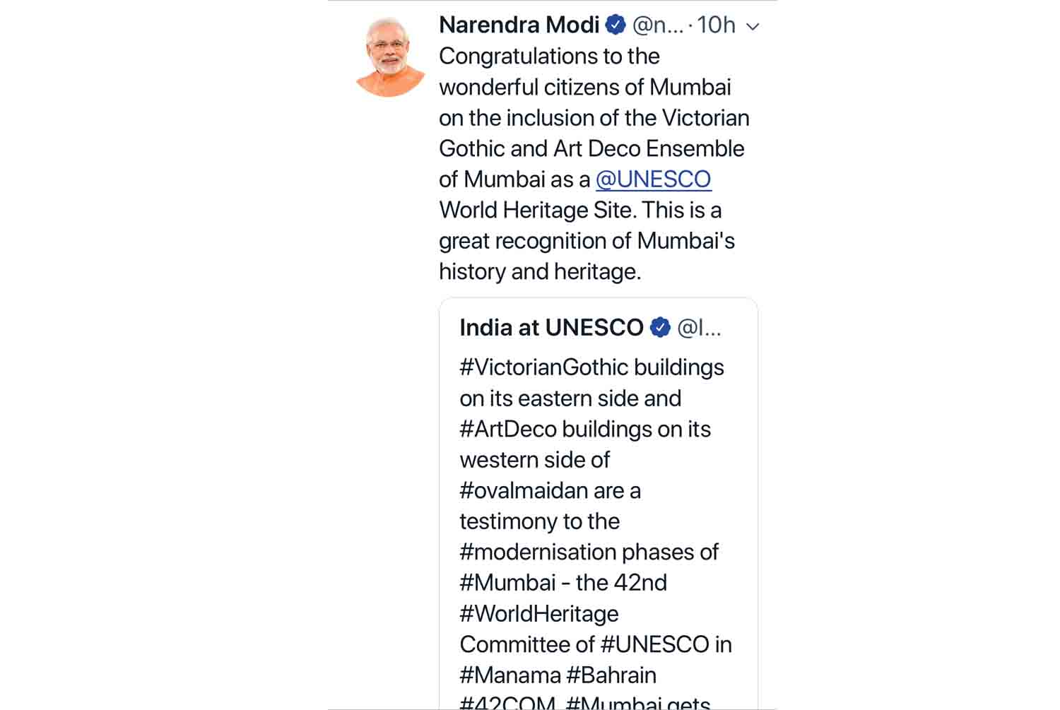 Prime Minister Tweet's about the inscription