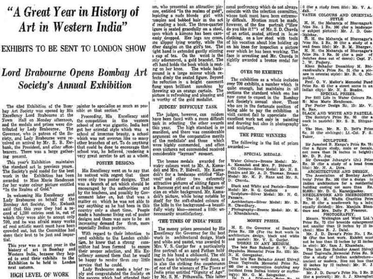 Article published in ‘The Times of India’ from 1934, showing numerous accolades won by Pansare.