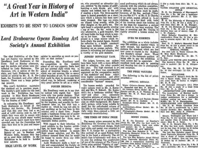 Article published in ‘The Times of India’ from 1934, showing numerous accolades won by Pansare.