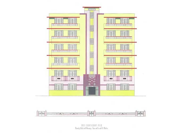 Court View, Source: Deco on the Oval – A Portfolio of facades and Details, Sir J.J. College of Architecture (2015)