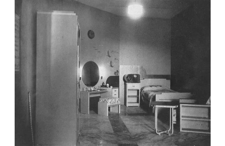The model Bedroom (Stand 7) furnished with Steel Furniture by Allwyn & Co. and a Philco Radio by Automobile Co., Ltd. Source: Journal of the Indian Institute of Architects, January 1938