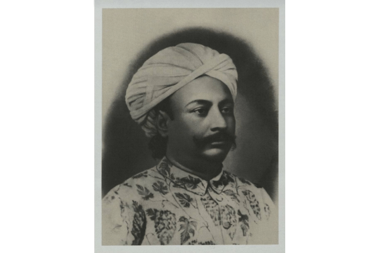 Portrait of Raja Narsingir Gyangir Bahadur. Source: Changing skylines: the Shapoorji Pallonji sesquicentennial 1865-2015, Aman Nath and Nandini Lakshman.